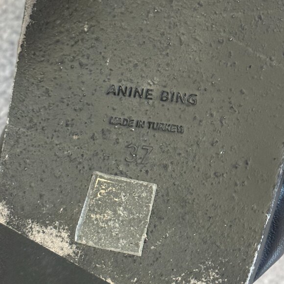 Anine Bing Black Lizzie Criss-Cross Leather Slides - Picture 5 of 8